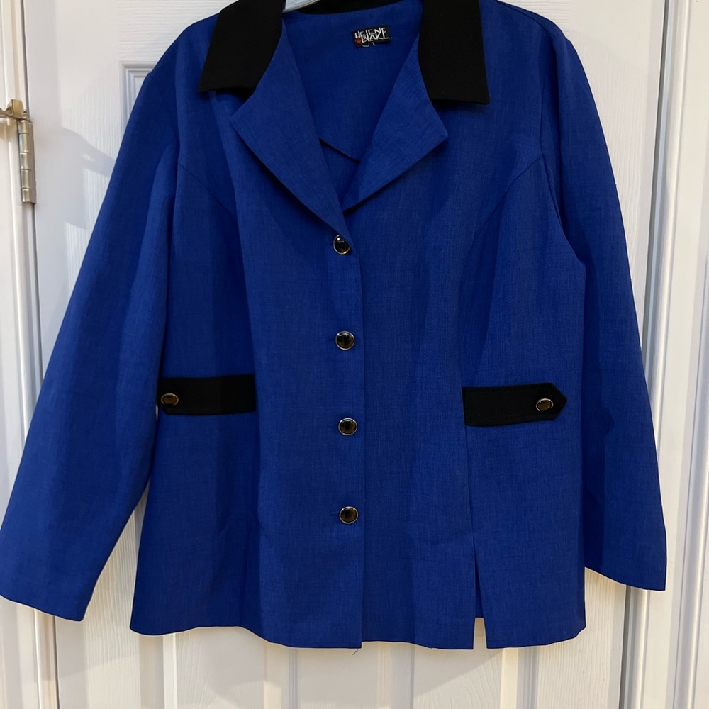 Women's Size 16 "Helene Blake" Royal Blue Blazer with Black Details GUC